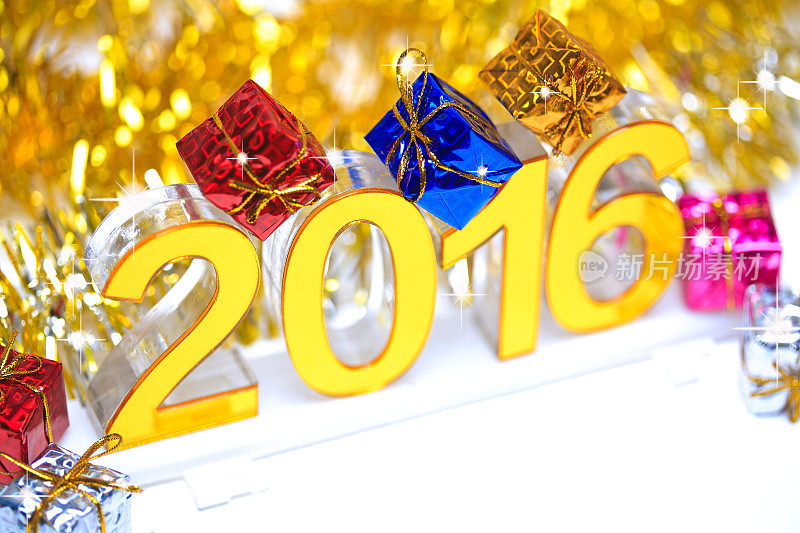 金色2016 3d图标与礼盒